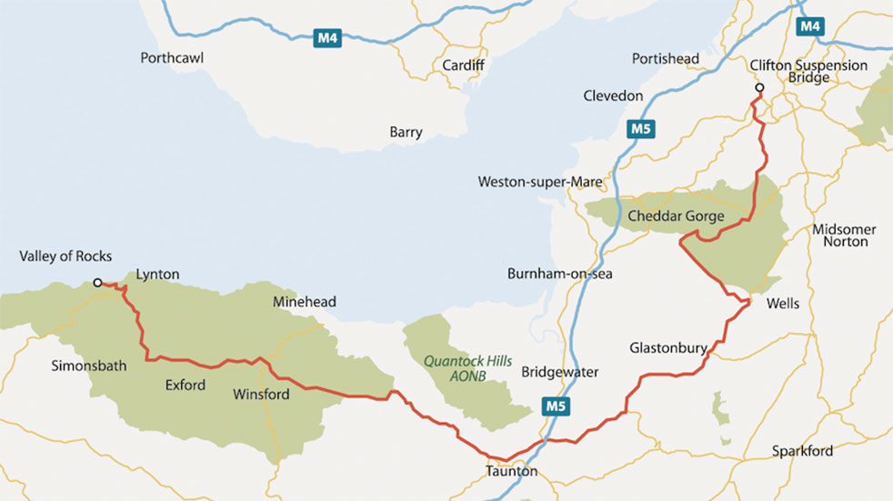 Classic Mini road trip map of Somerset